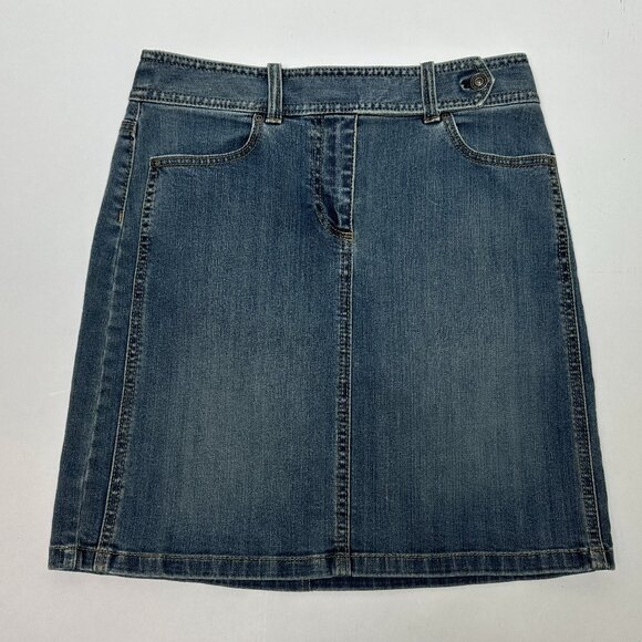 Ann Taylor Weekend Button-Waist Denim Mini Skirt Women’s 6 Stretch EXCELLENT - Picture 1 of 7